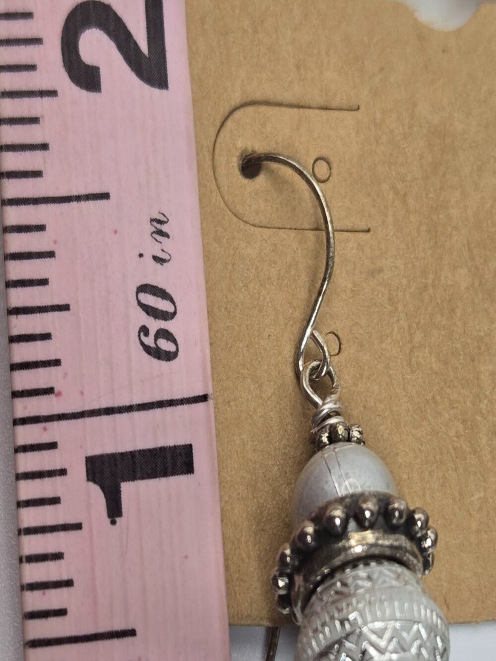 Silvertone Dangle Earrings Handmade Item 81 - Picture 3 of 4